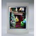 Extraordinary Rare Art Foil 3D High Quality Xmas New Year's Cards "Fireplace"