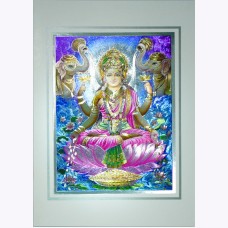 Rare Art Foil 3D High Quality Xmas Card "Lakshmi" Goddess of Prosperity