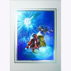 Engraved Foil 3D High Quality Christmas Card "Santa Gazing at Star"