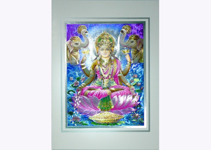 Rare Art Foil 3D High Quality Xmas Card "Lakshmi" Goddess of Prosperity