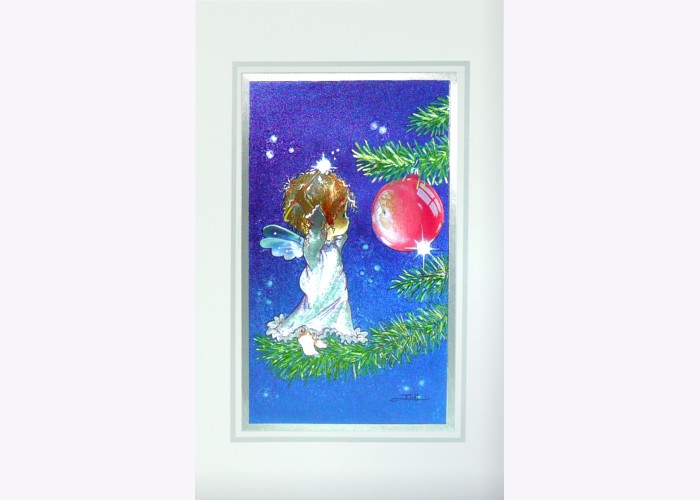 Original Art Foil 3D High Quality New Year's Card "Fairy on Christmas Tree"